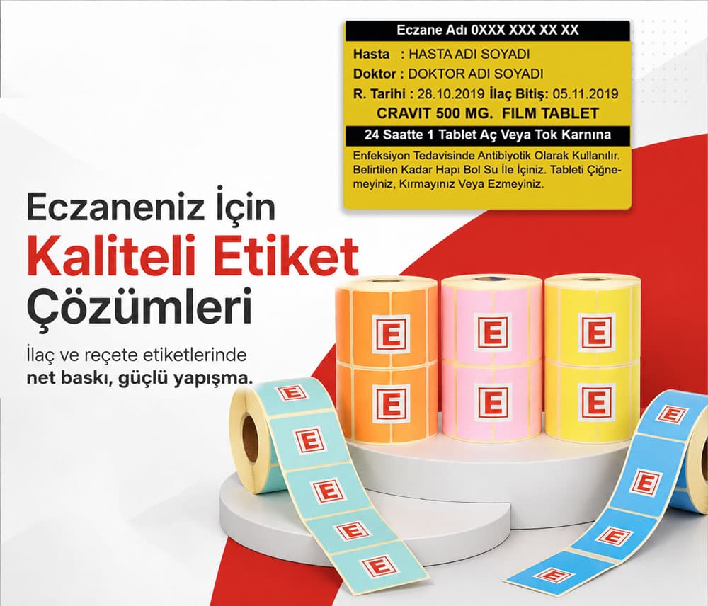 Renkli eczane etiketi